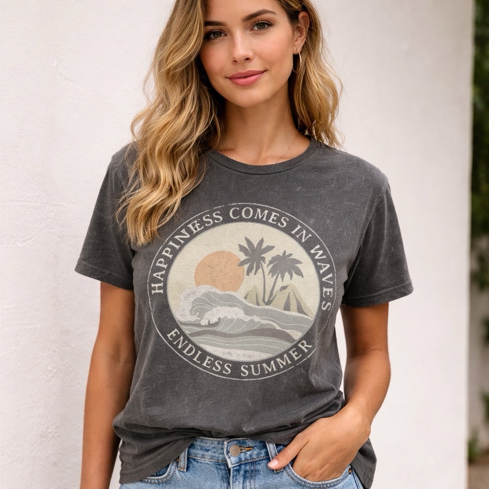 Lotus Fashion Los Angeles Graphic Tee - “Happiness Comes in Waves/Endless Summer